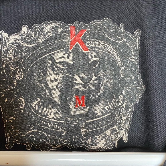 Kings Jeans Tshirt Size M Black White Silver Graphic Y2K Punk Grunge Pop Biker - Picture 9 of 11